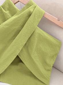 Travachic Women Solid Color Cross-Wrap Sleeveless Vest Top, Suitable For Summer - Green - View 4