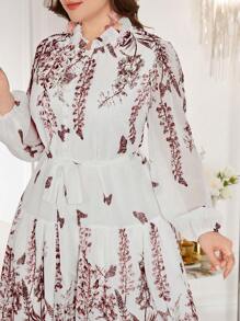Modelyn Elegant Romantic Elegant Fashion Chiffon Plus Size Dress Fall Cloth For Women - Burgundy - View 5