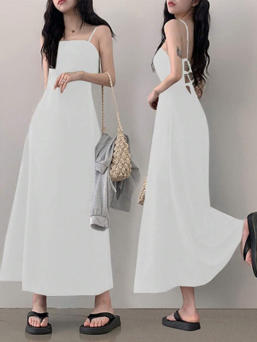 DAZY Đầm Maxi Đen Nhỏ Thanh Lịch Dài Quấn Eo Cho Nữ - trắng - Xem 1