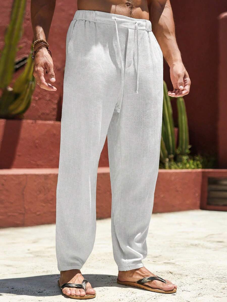 Genlund Men's Solid Color Fashion Pants, Suitable For Summer - Light Grey - View 1