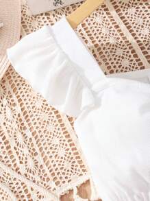 SHEIN Vintaside Kids Tween Girl Ruffle Trim Top & Floral Print Ruffle Hem Skirt - Multicolor - View 5