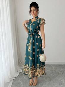 Elenzga Váy tay lỡ in hoa thanh lịch dành cho nữ - Nhiều màu - Xem 7