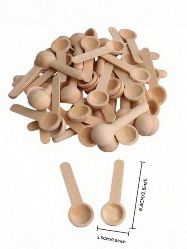 SHEIN 5pcs/10pcs/20pcs/30pcs/40pcs Wooden Long-Handle Spoons Soup Spoon, Coffee Spoon, Jam Spoon, Condiment Spoon For Home, Coffee House & Creative Cooking,Kitchen, Valentine DAY, Valentines Wedding, Birthday,Fall Decor