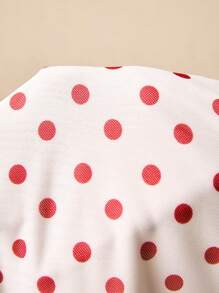 Poéselle Đầm mini hở lưng in họa tiết chấm bi gợi cảm mùa hè - Đỏ và trắng - Xem 8