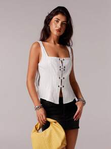 Avantive Camiseta de tirantes blanca de estilo boho, casual y sexy para mujer, ideal para el verano y conciertos al aire libre