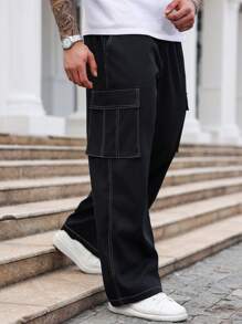 Manfinity Homme Pantaloni cargo casual larghi e comodi per uomo taglia forte