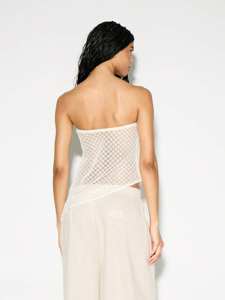 KIZN Crochet Bandeau Strapless Knit Top