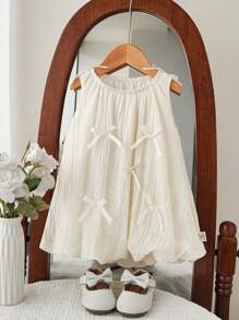 Souflis Souflis Baby Girl Infant Toddler 0-3 Years Old Casual Elegant Resort Aqua Blue Soft Tulle Bow Sleeveless Dress Bubble Dress