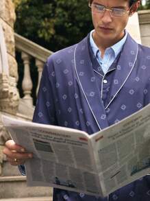 Manfinity Men's Floral Print Shawl Collar Long Sleeve Robe - Multicolor - View 5