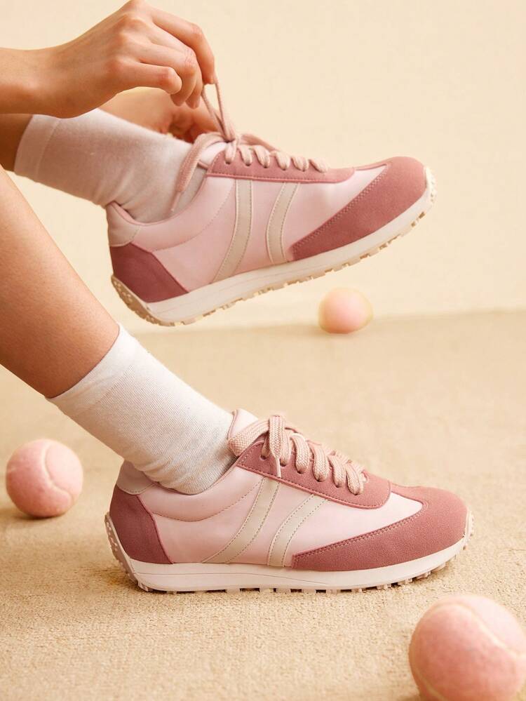 CUCCOO EASI Zapatillas de plataforma para mujer, con puntera redonda, suela gruesa, calzado casual deportivo, diseño de remiendo de moda, para uso diario y al aire libre