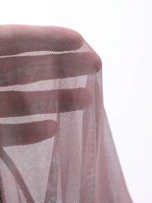 DAZY Women Off Shoulder Mesh Long Sleeve Fitted T-Shirt, Summer - Multicolor - View 7