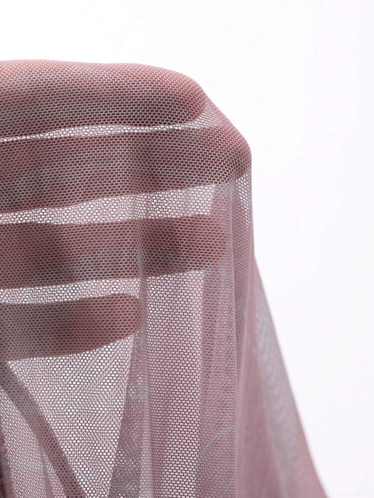 Women Off Shoulder Mesh Long Sleeve Fitted T-Shirt, Summer