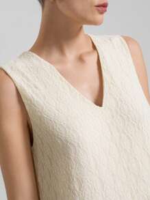 Ontre Vestido de punto elástico y cómodo de color albaricoque para mujer, unicolor sin mangas con escote en V, de moda para el verano