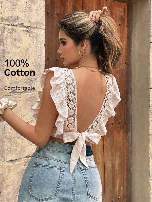 SHEIN Frenchy Camisa minimalista sin espalda para mujer, adecuada para el verano