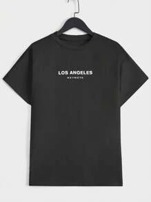 RueChic T-shirt décontracté d'été pour homme, col rond, manches courtes, motif lettre