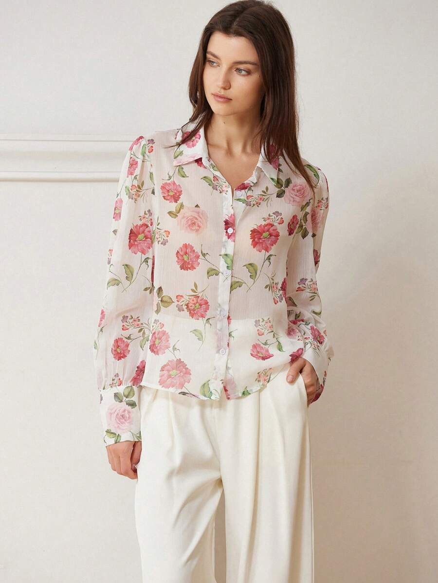 Aleia Floral Knotted Short Sleeve Blouse
