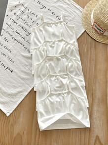 4 Packs Baby/Toddler Girl White Tank Tops, Versatile & Cute Casual Wear For All Occasions In Summer - White - View 3