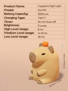 Teckwe 水豚可爱小夜灯氛围装饰灯 - 黃色 - 查看 8