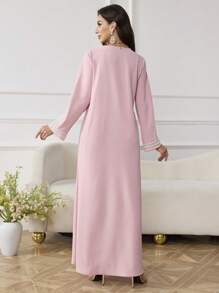 Al Najma Vestaglia lunga da donna ampia con ricami e perline, per festival, kaftan modesto
