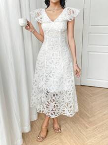 Modelyn Women's Floral Print Fitted Dress For Everyday Wear - White - View 6