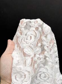 EgrlEra 2pcs Women's Lace Sheer Floral Trim Blouse + Mini Skirt Set - White - View 11