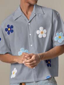 SWAVVY Men's Woven Casual Loose Fit Short Sleeve Shirt, Fashion For Daily Wear - Baby Blue - View 4