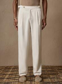 AKNOTIC AKNOTIC X Nawaf Alabid Pantalones rectos de lino tejido con cintura elástica para hombre, adecuados para el verano, vacaciones, uso diario, fiestas, parejas, regalos, escuela