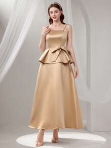 Poshira Abito elegante da donna con colore unito e spalline a spaghetti, ideale come regalo di laurea, abito da donna elegante e formale, lungo, con perline, paillettes, vestito estivo con bretelle per donne, abito da cerimonia