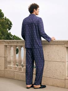 EverLounge Men's All-Over Print Long Sleeve Top & Pants Pajama Set - Multicolor - View 2