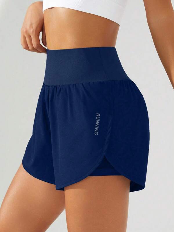 Powerista Women High Waist Slit Hem Sports Shorts, Summer Biker Shorts