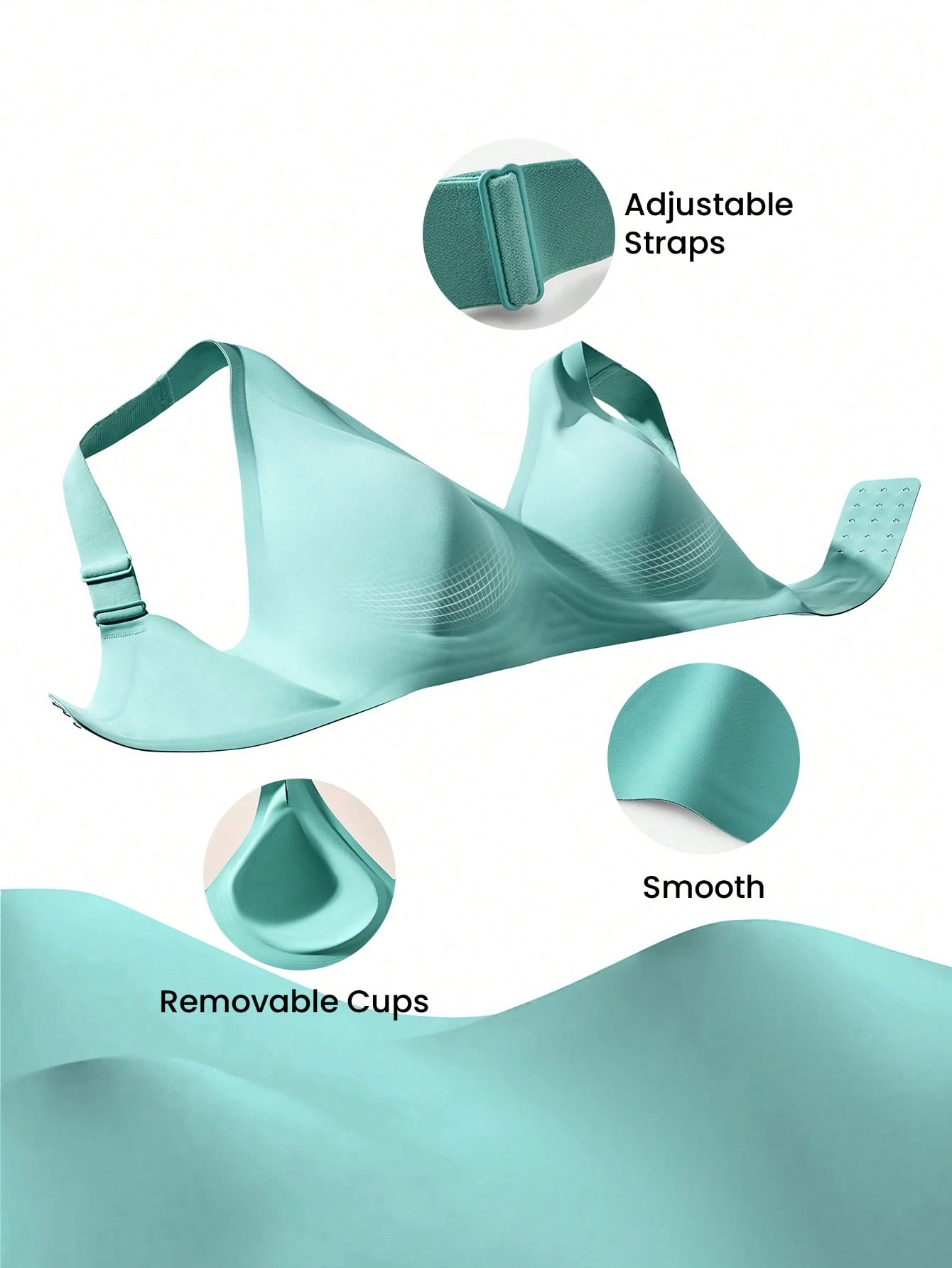 Plus Dream Curve 2ndSkin Green Wireless Seamless Plunge Lounge Sticky Basic SizeFreedom Bra Bielizna niewidoczna Wygodne, niezbędne elementy Odpowiednie również dla nastolatek i dzieci