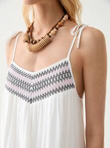 SHEIN Unity Women's Colorful Bohemian Style Spaghetti Strap Dress, Suitable For Spring/Summer Holiday - White - View 2