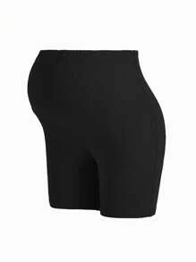 SHEIN 3-Pack Maternity Bike Shorts For Women, Comfortable Knitted Fabric, Short Length - Black - View 8