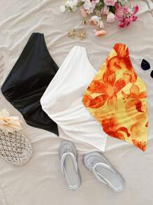 Soleia 3 Set Multicolor Vintage, Casual, Sexy, Cute, Y2K, Coconutgirl, Boho, Vacation, Bohemian, Music Festival Style Tops For Women, Suitable For Summer