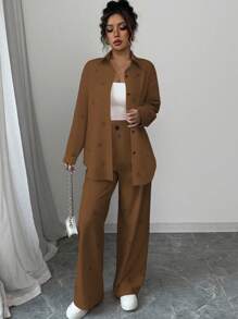 Chiquease 2 件套女士蝴蝶印花粉色夏季服装，适合外出、聚会、派对、返校 - 棕色 - 查看 6