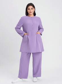 Scrubzie Set uniforme da lavoro antipiega con pantaloni lunghi e maniche lunghe, taglia comoda