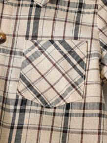 Souflis Souflis Baby Boy Vintage Brown-Black Plaid Short Sleeve Shirt And Shorts Set, Retro Minimalist Style, Suitable For And Summer