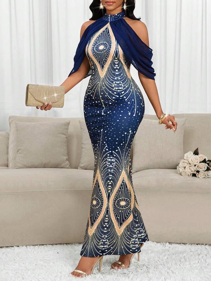 SHEIN Lady Robes élégantes d'anniversaire pour femmes pour le printemps/l'été, robes de bal, robes d'été pour femmes, robes de mariée pour invitées, robes élégantes pour femmes, superbes tenues imprimées pour vacances et jours fériés, tenues d'été pour femmes, robes pour femmes