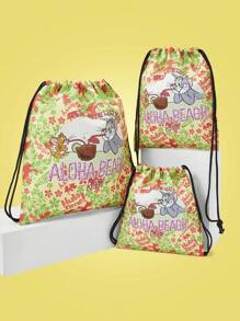 TOM & JERRY X SHEIN Cartoon And Letter Graphic Travel Storage Bags, Multi-Size Drawstring Pouches - Multicolor - View 1