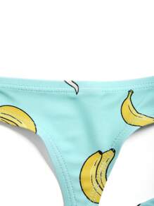 Manfinity KASUA Men's Banana Print Thong Swimwear Briefs, Beach Vacation,Hawaiian