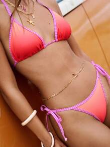 Swim Mod 女士渐变粉色可爱泳衣套装，适合度假、婚礼、音乐节 - 粉色 - 查看 1