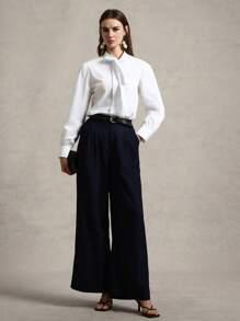 Briarwyn 女士纯色系带长袖优雅办公室衬衫夏季女装毕业典礼优雅女式上衣