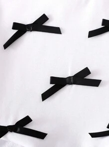 2 Pieces Set Baby Girl Summer New Style Bowknot Sweet Casual Short Sleeve Top + High Waist Flare Pants, Fashionable Korean Outfit