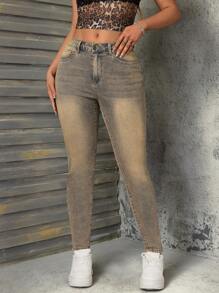 SHEIN SXY Quần Jeans Denim Thời Trang Mùa Hè Cho Nữ - màu nâu - Xem 3