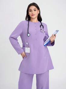 Scrubzie Set uniforme da lavoro antipiega con pantaloni lunghi e maniche lunghe, taglia comoda