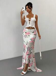 Chiquease 女士优雅花卉印花A字裙 - 彩色 - 查看 3