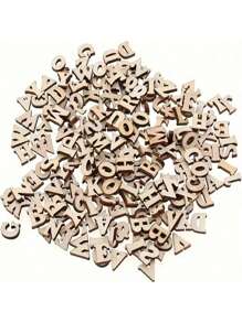 SHEIN 100/200pcs, Hot Log Vintage Color Wood English Letter Homemade Craft DIY Handmade Party Decoration Gift Birthday