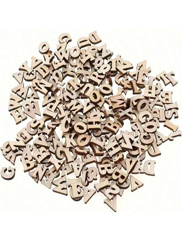 SHEIN 100/200pcs, Hot Log Vintage Color Wood English Letter Homemade Craft DIY Handmade Party Decoration Gift Birthday