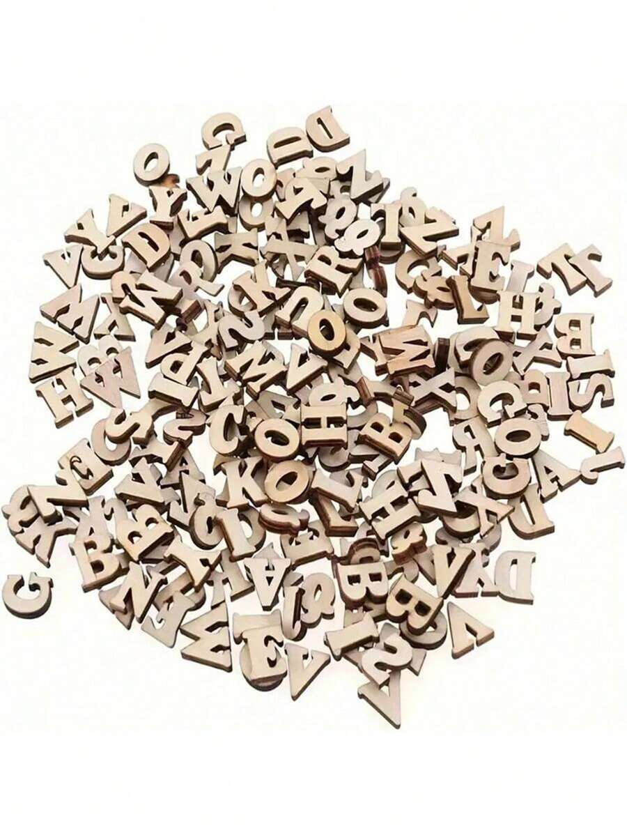 SHEIN 100/200pcs, Hot Log Vintage Color Wood English Letter Homemade Craft DIY Handmade Party Decoration Gift Birthday