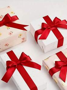 SHEIN 1pc Satin Ribbon(22 Meters/Roll),Double Faced Satin Ribbon For DIY Rose Decor, Gift Wrapping - Wedding Party Bow Ribbon For Table Chair Decoration, Flower Door, Gift Box, Cake Decor, Apparel Accessories, Weaving ,Creates Elegant Festive Atmosphere,Bow Ribbon(0.6/1/1.5/2/2.5/4/5 Cm Width) - Red - View 6